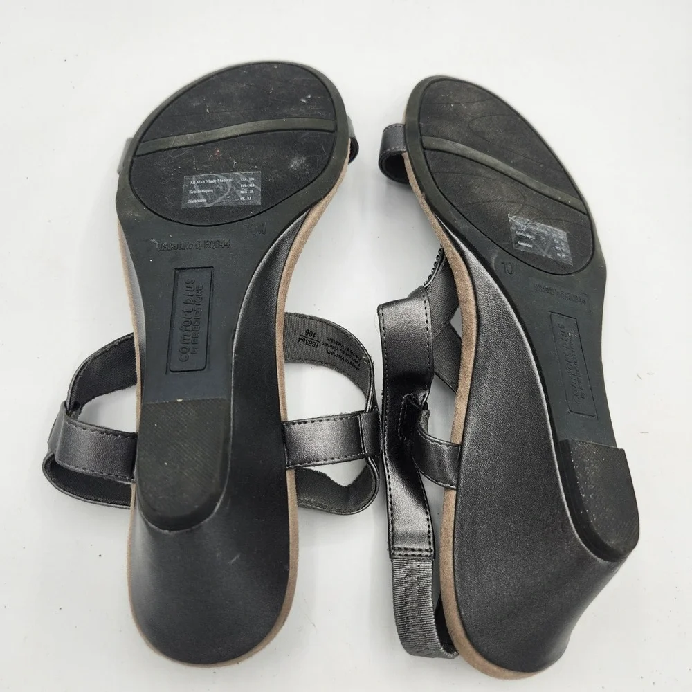 Comfort Plus Predictions Women's‎ Gray Rhinestone Wedge Sandals Size 10W